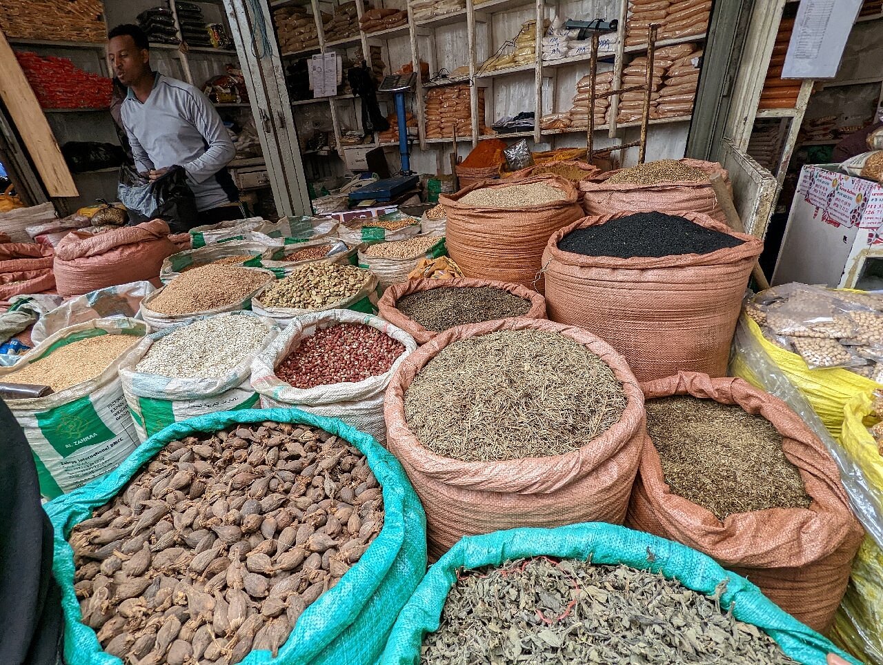 Panoramic view of Addis Ababa's cityscape, blending modern architecture with lush hills, capturing the essence of Ethiopia's bustling capital.